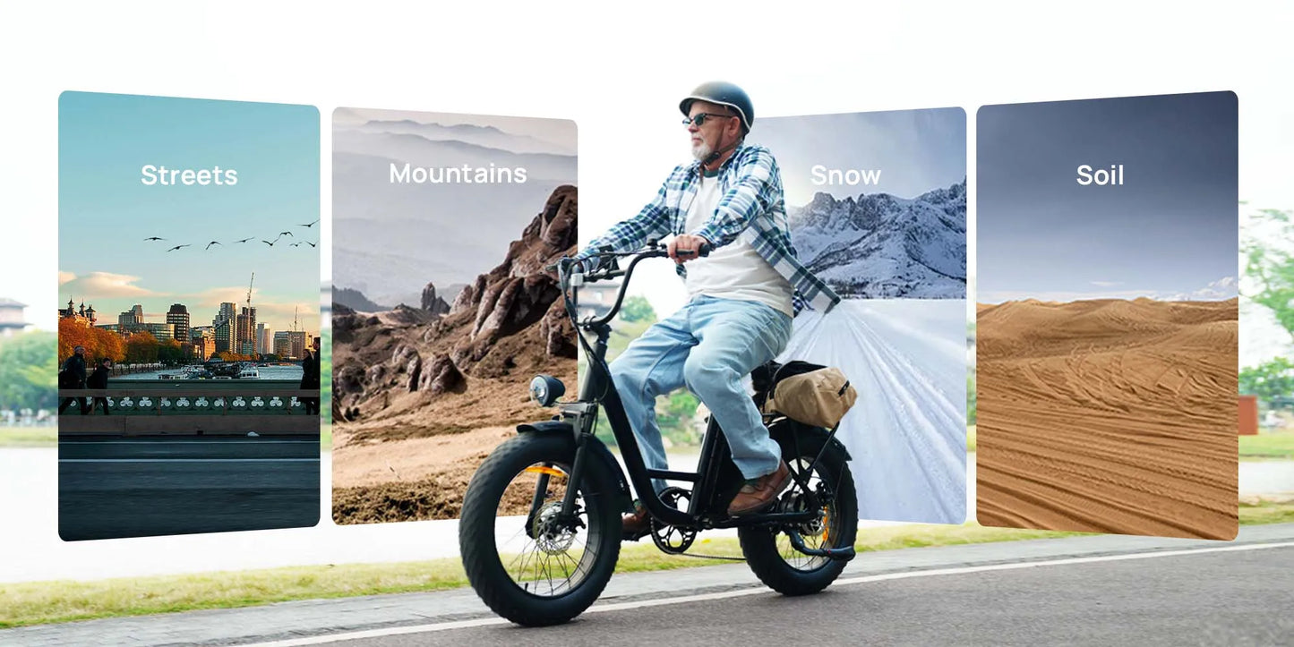 URLIFE E20PRO All-Terrain 20"*4" Fat Tire E-Bike 1500W Motor 48V 15.6Ah Battery 100Mi Range), Color Display & Front Suspension