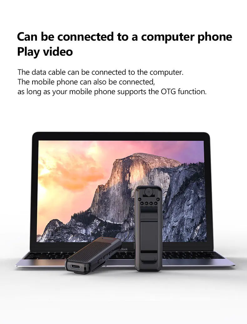 V1 1080P Mini Portable Camera with Back Clip Infrared Night Vision Camera, Suitable for Outdoor Sports and Office Security