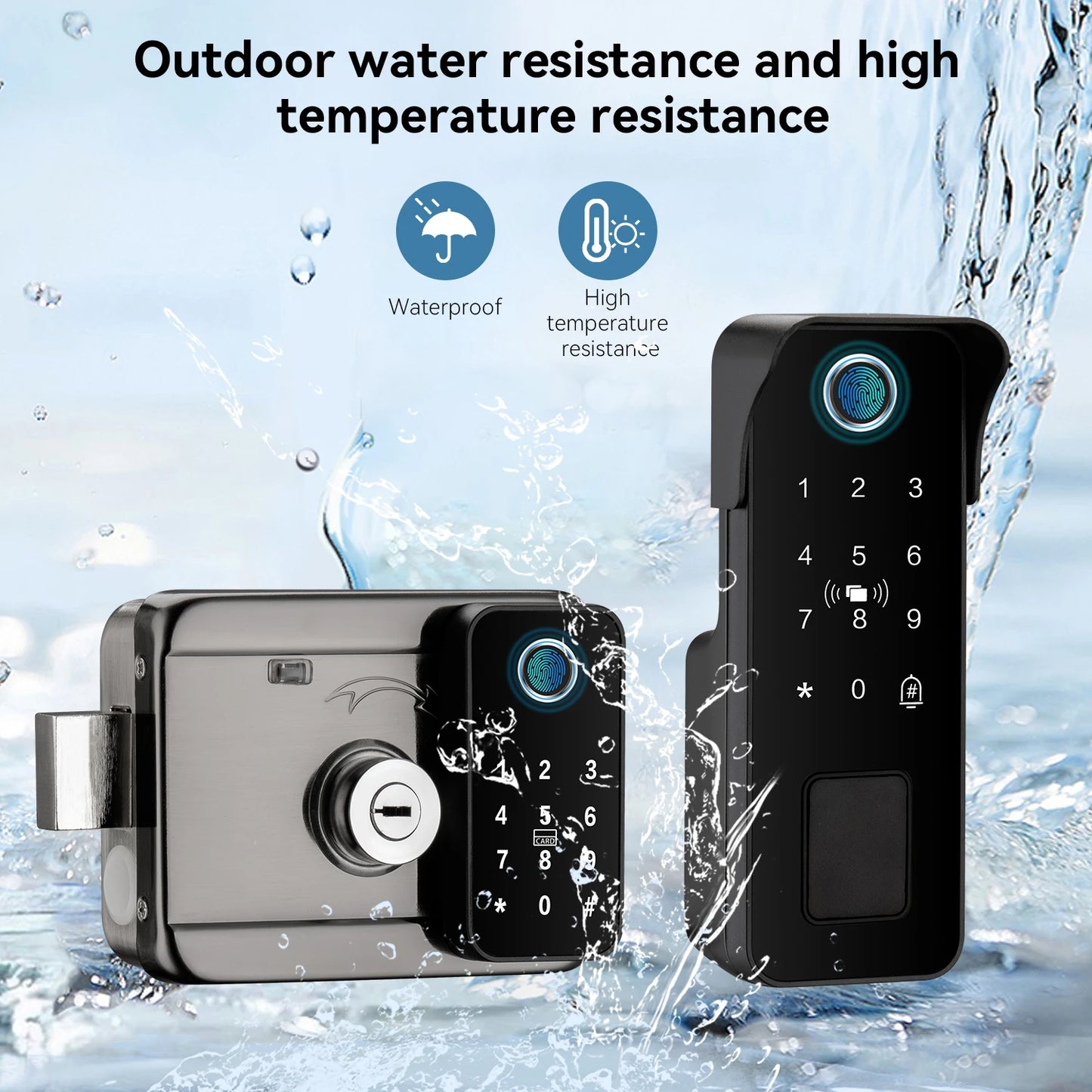 Tuya Waterproof Smart Door Lock Fingerprint Outdoor Garden Remote Control APP Card Digital Code Electronic Double Rim Lock﻿ ﻿