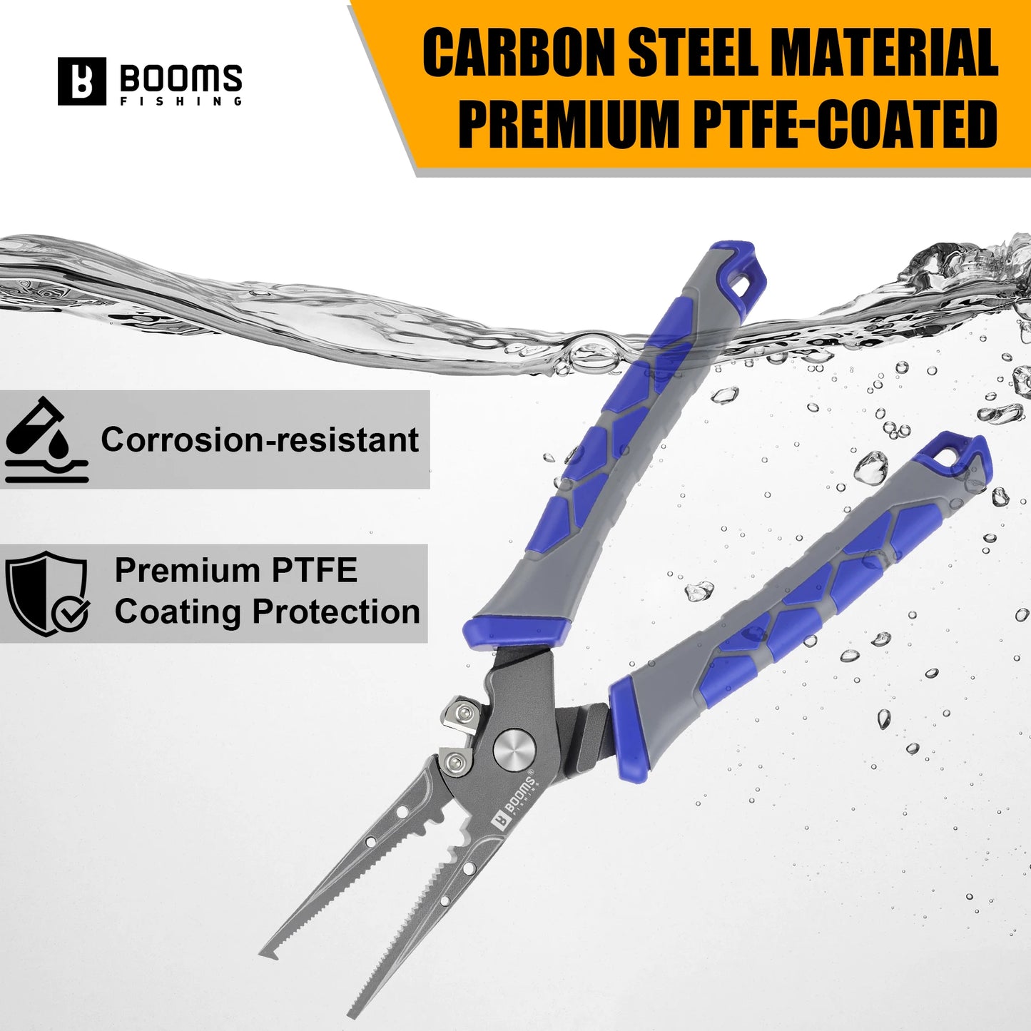 Booms Fishing XW15 Fishing Pliers 7.6in Carbon Steel Split Ring Hook Remover Pliers Stainless Steel Braid Line Cut Fishing Gear