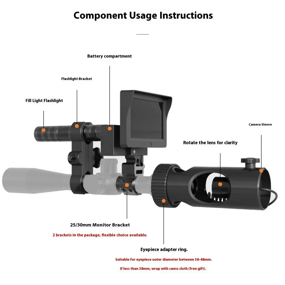 4.3-inch high-definition large screen night vision , 3-megapixel hunting rifle sight, hunting observation scope Outdoor Hunting