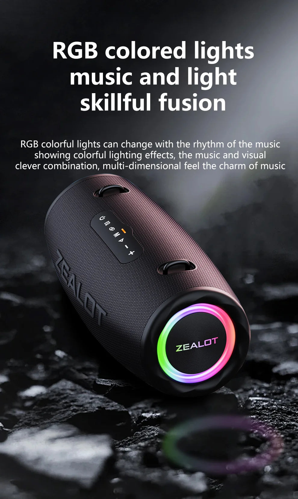 ZEALOT S87 Outdoor Portable Wireless Bluetooth Speaker 80W High Volume Subwoofer Sound Performace IPX6 Waterproof camping.