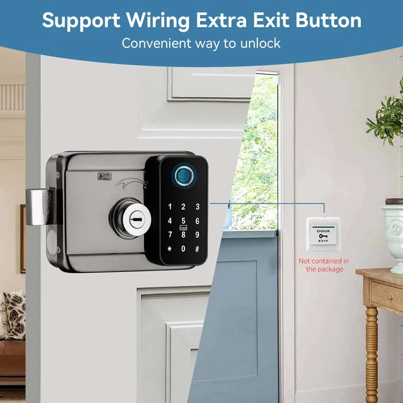 Tuya Waterproof Smart Door Lock Fingerprint Outdoor Garden Remote Control APP Card Digital Code Electronic Double Rim Lock﻿ ﻿