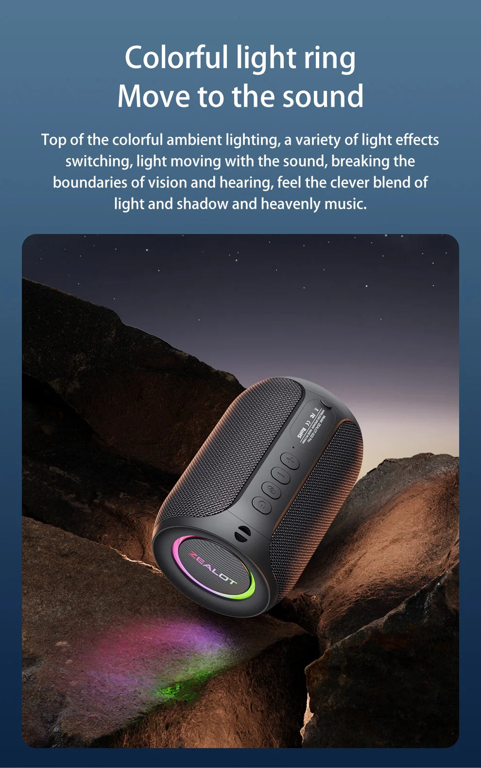 ZEALOT S32 pro Bluetooth Wireless Outdoor Portable Subwoofer Speaker Waterproof IPX6 Dual Pairing 3600mAh Wireless Speaker