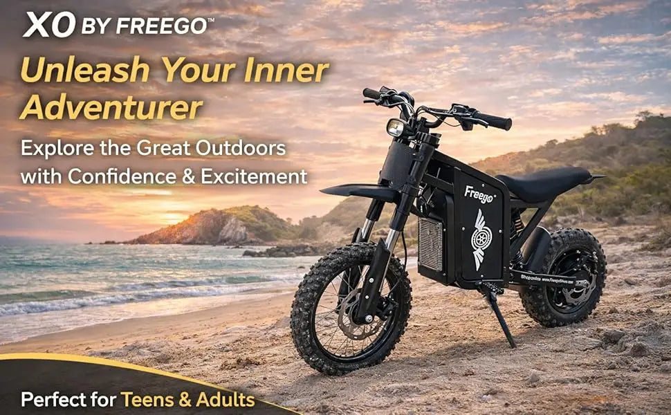Freego X0 Mini Dirt Bike for Teens Adults 3600W Motor 40MPH Dual Hydraulic Disc Brakes All-Terrain Motorcycle Off-Road E-Bike UL