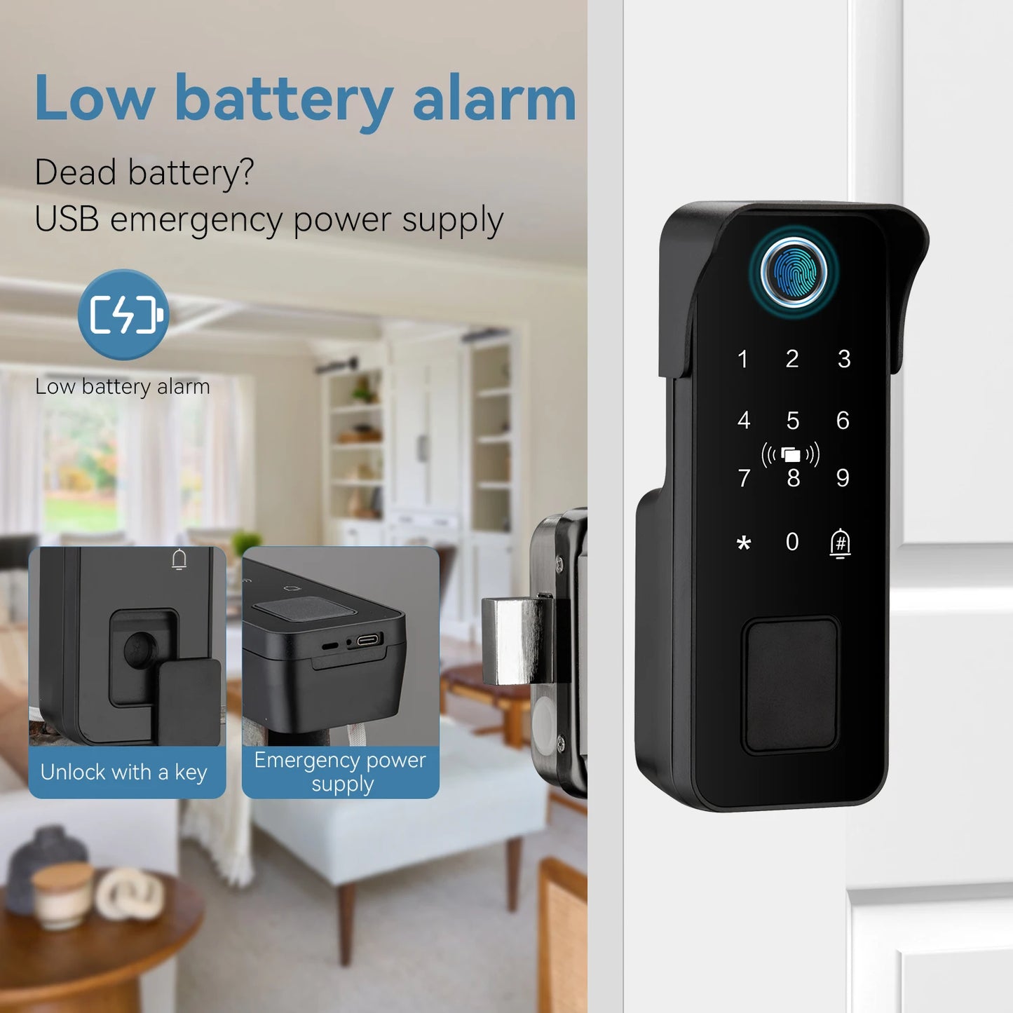 Tuya Waterproof Smart Door Lock Fingerprint Outdoor Garden Remote Control APP Card Digital Code Electronic Double Rim Lock﻿ ﻿