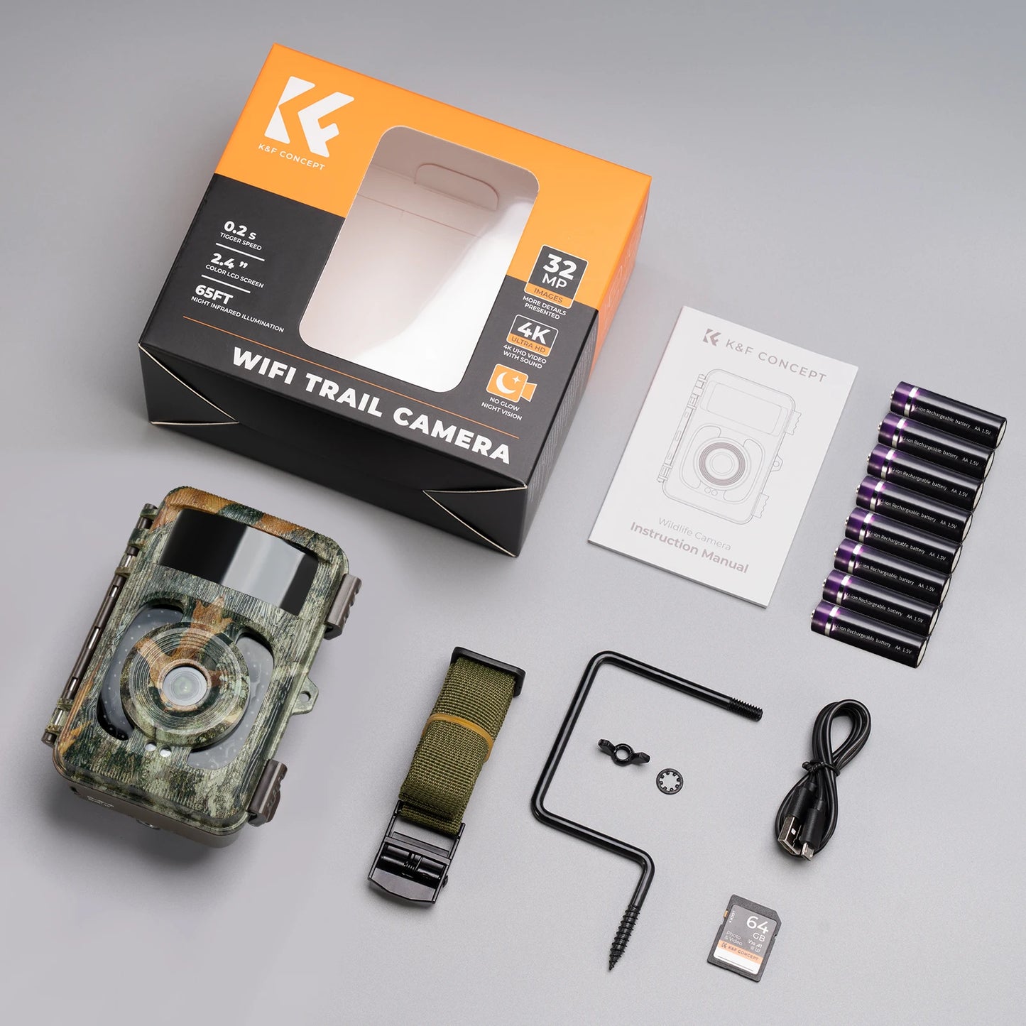 4K WiFi Trail Camera 48MP Game Camera with 0.2s Trigger 120° Detection Starlight Night Vision IP66 Waterproof Cameras For Travel