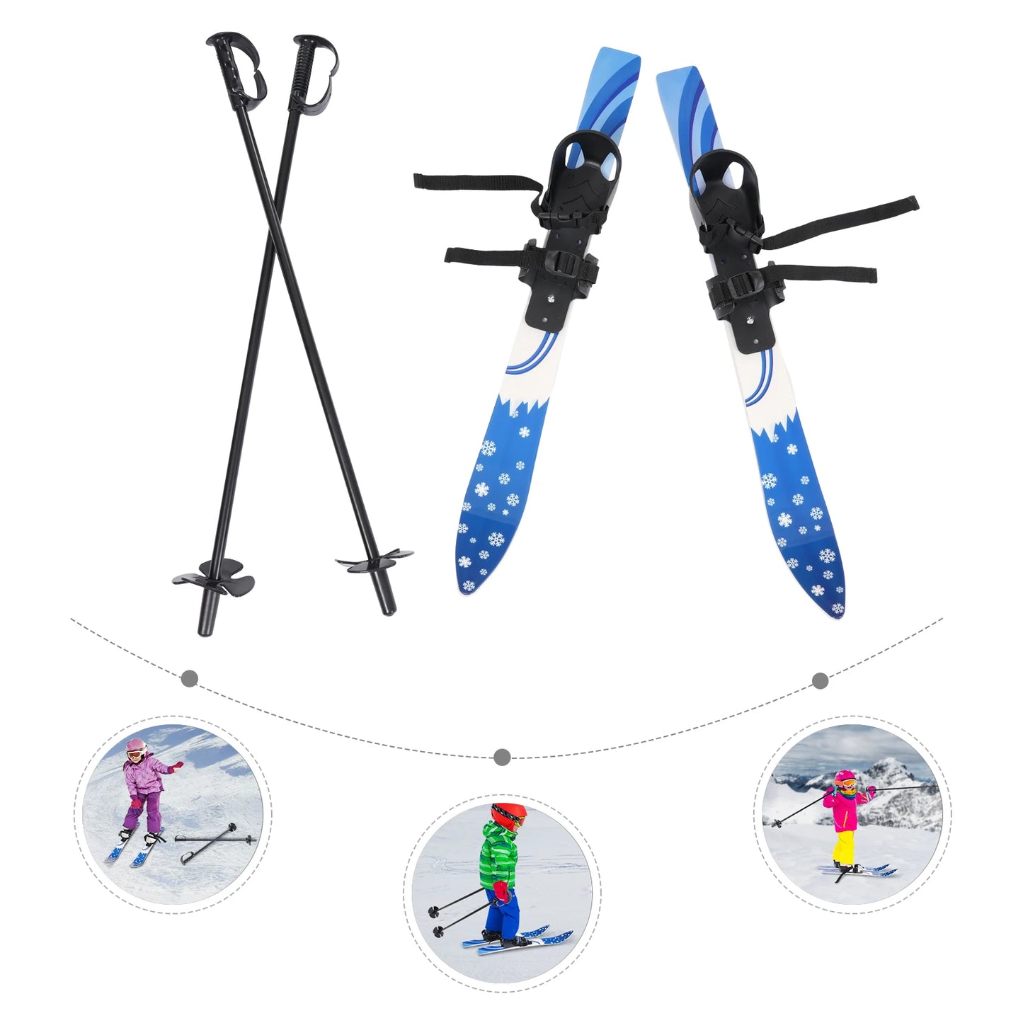 68*6cm Ski Set Kids Skis and Poles Primary Ski Double Board Children's Beginner Snow Skis  for Children Outdoor Snow Recreationa