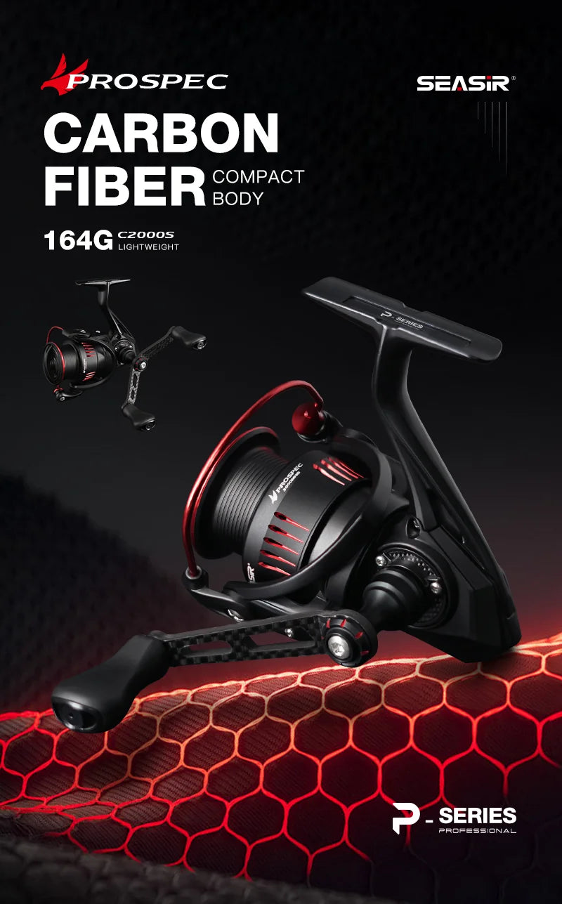 Seasir Prospec Spining Reel P-Series Ultralight Carbon Fiber Washers 8+1BB Max Drag 9Kg Freshwater Saltwater Fishing Coil
