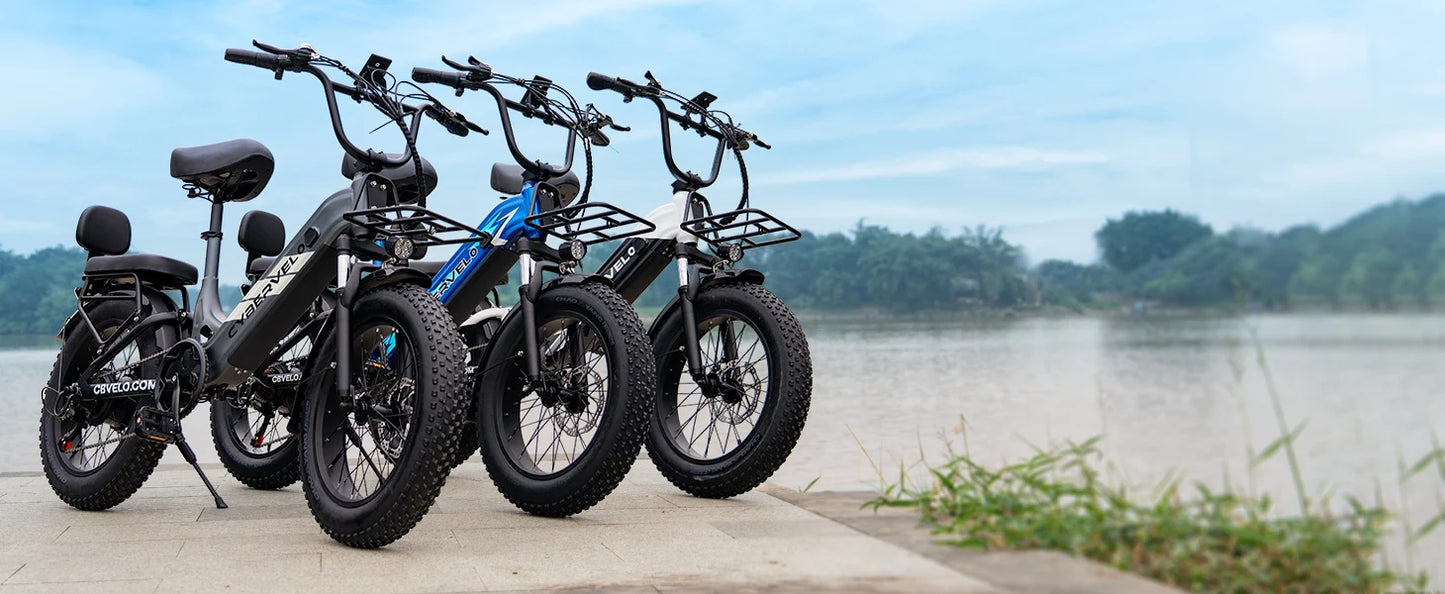 Cybervelo Step-Thru Electric Bike for Adults, 48V 20AH Removable Battery, 20" Fat Tire Shimano 7-Speed Commuter ebike EK12