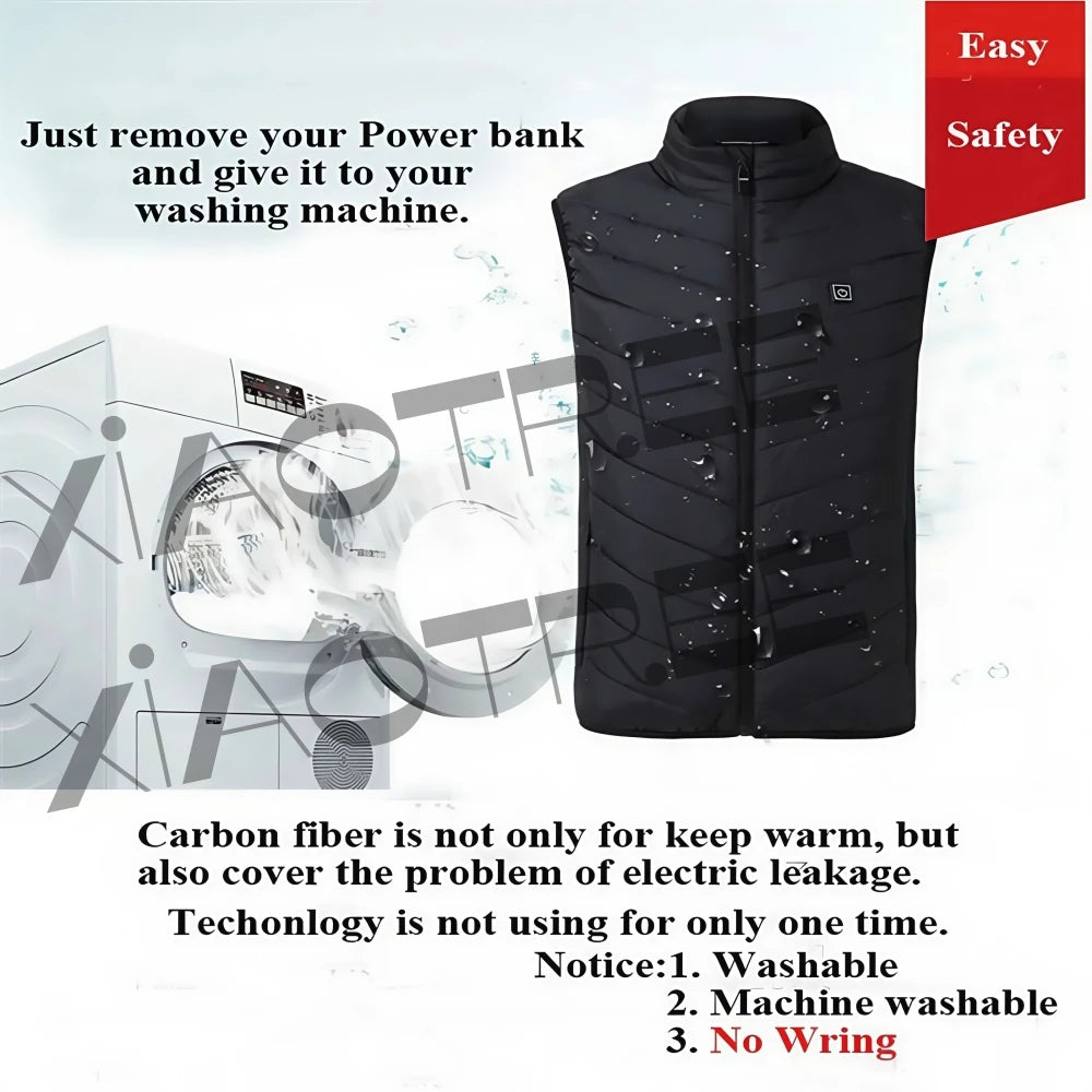 28/9 Areas Heated Vest Men Jacket Heated Winter Womens Electric Usb Heater Camping Jacket Man Thermal Vest Body Warmer Coat 6XL