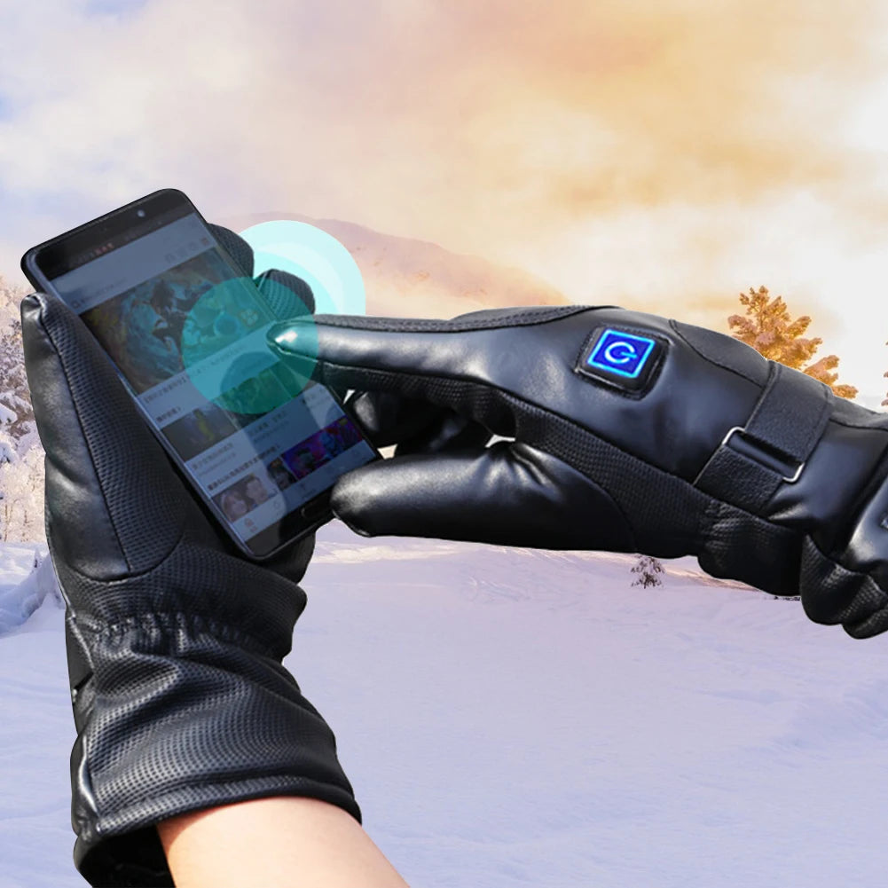Winter Gloves Rechargeable Heating Gloves Outdoor Riding Skiing Motorcycling Gloves Thermal Touchscreen Gloves  Battery Powered