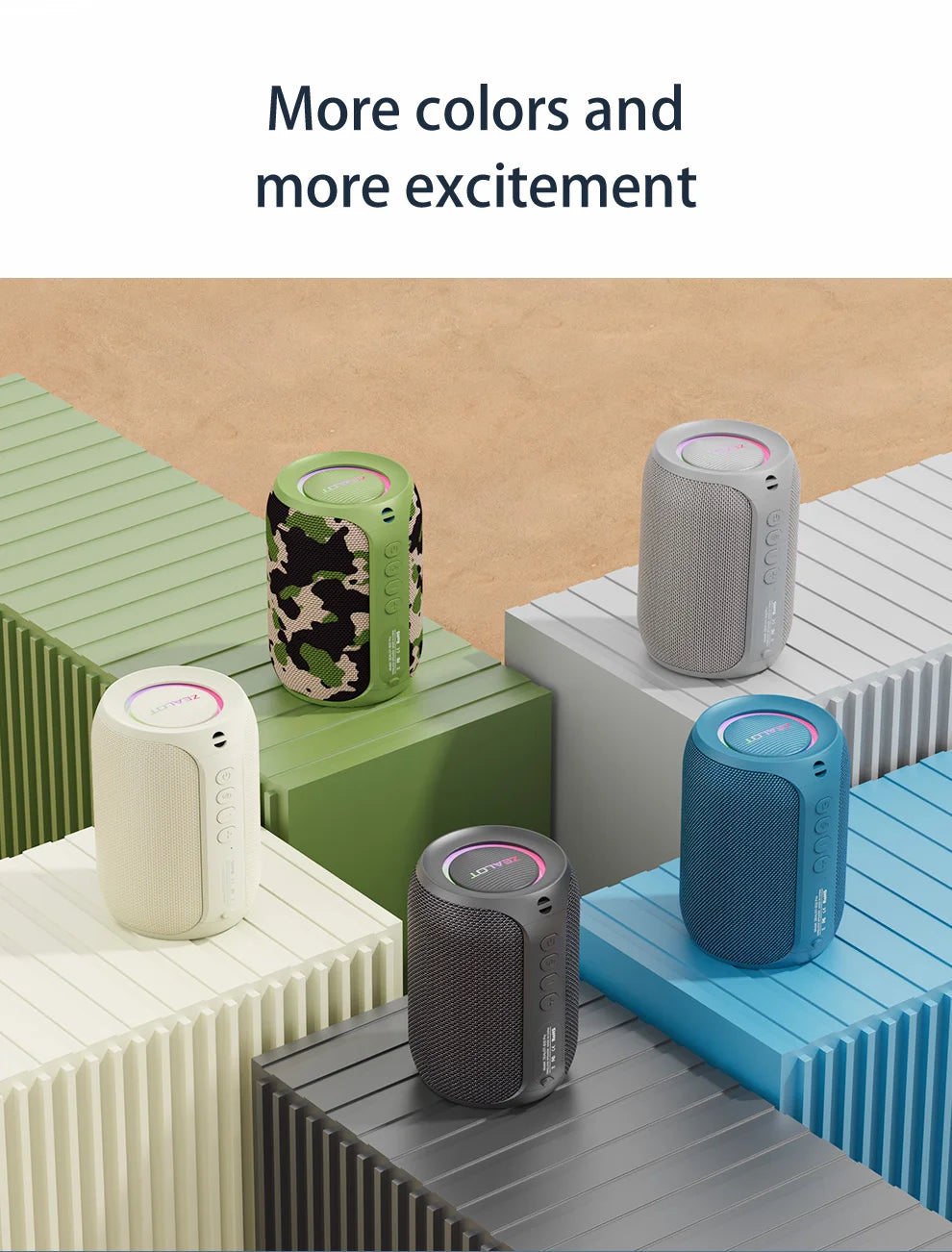 ZEALOT S32 pro Bluetooth Wireless Outdoor Portable Subwoofer Speaker Waterproof IPX6 Dual Pairing 3600mAh Wireless Speaker