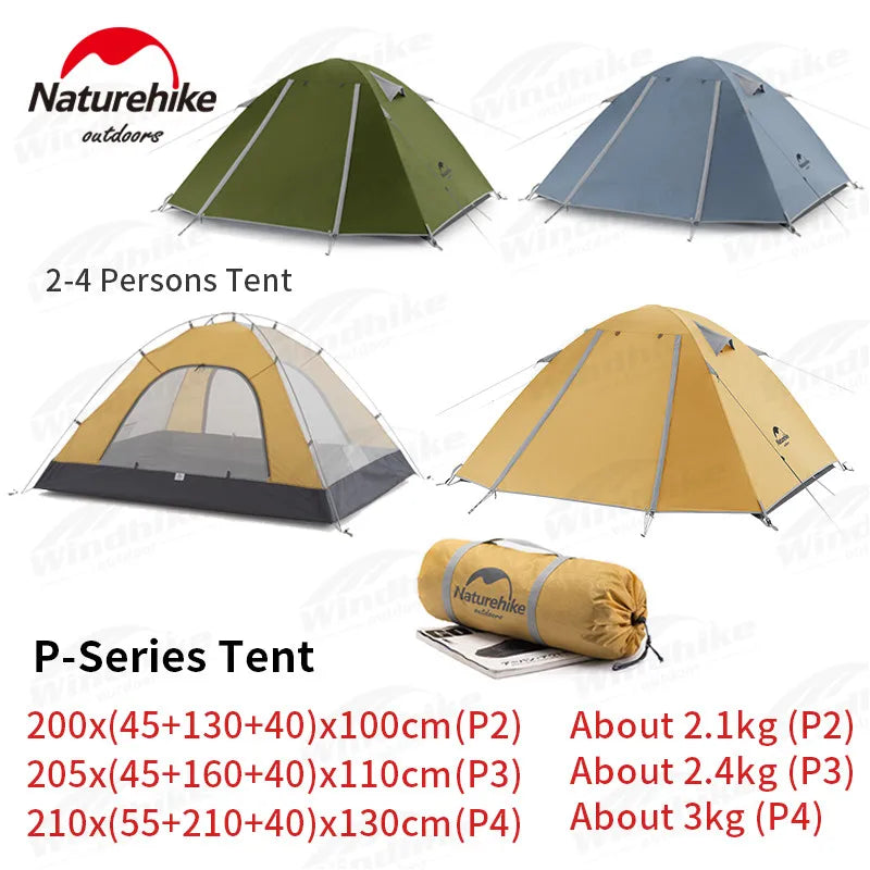 Naturehike Camping Tent 2 3 Persons Portable Waterproof Backpacking Tent Double-layer Outdoor Hiking Travel Camping Equipment
