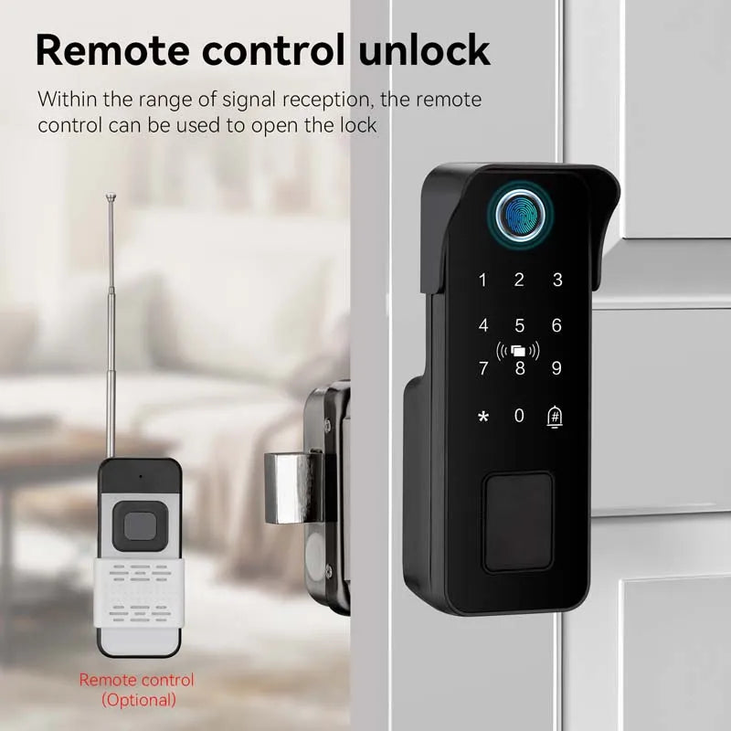 Tuya Waterproof Smart Door Lock Fingerprint Outdoor Garden Remote Control APP Card Digital Code Electronic Double Rim Lock﻿ ﻿
