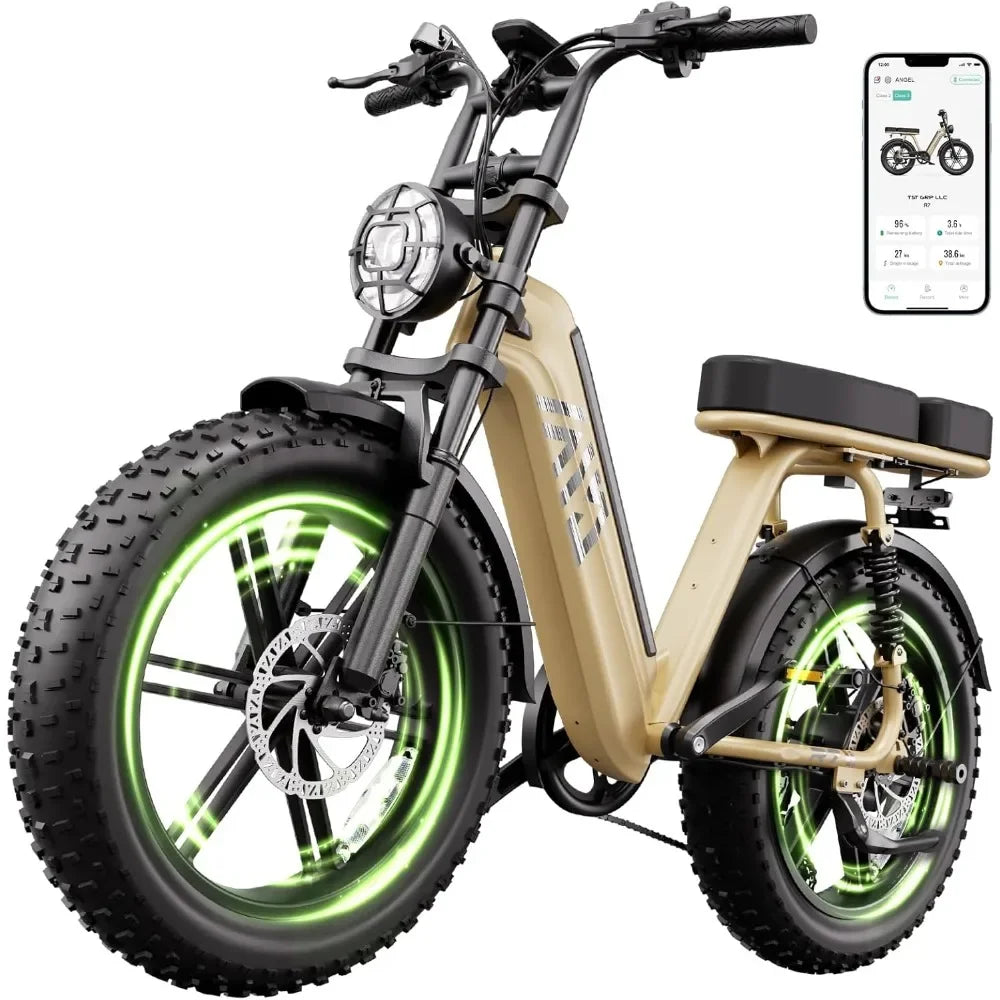 Electric Bike for Adults 1500W Peak 20" Fat Tire All-Terrain E-Bike 60 Miles 28MPH Electric Dirt Bike for Road Sand Mountain