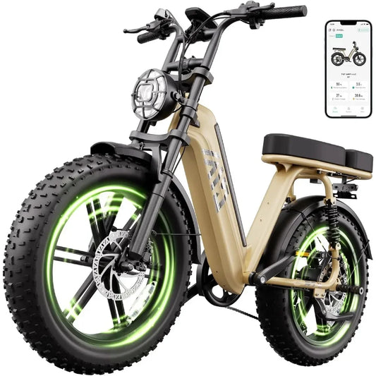 Electric Bike for Adults 1500W Peak 20" Fat Tire All-Terrain E-Bike 60 Miles 28MPH Electric Dirt Bike for Road Sand Mountain