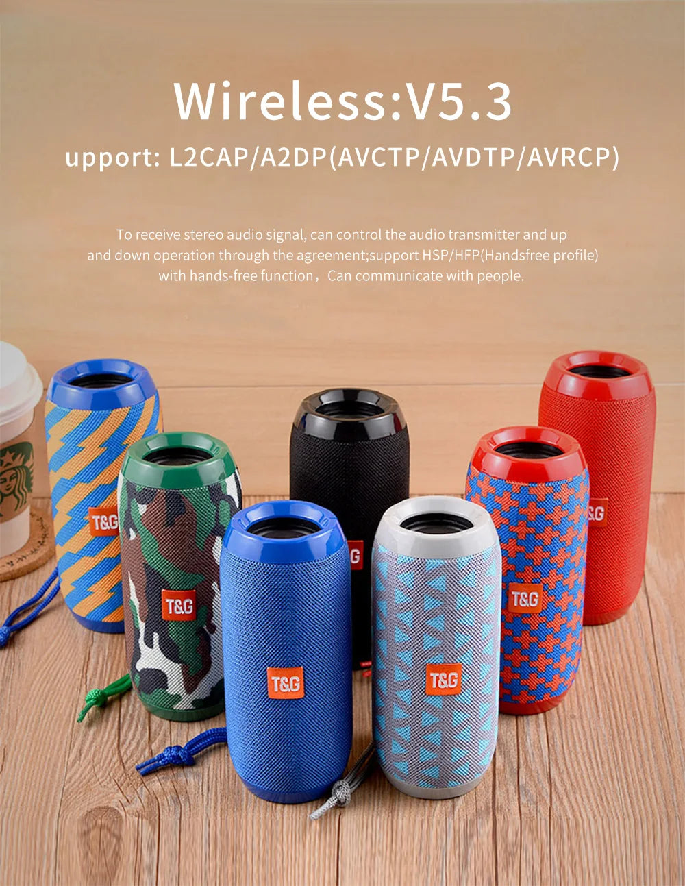 Bluetooth Speaker T&G TG117 Portable TWS Sound Box Waterproof Loudspeaker Outdoor Stereo Surround Speakers Support TF FM Radio