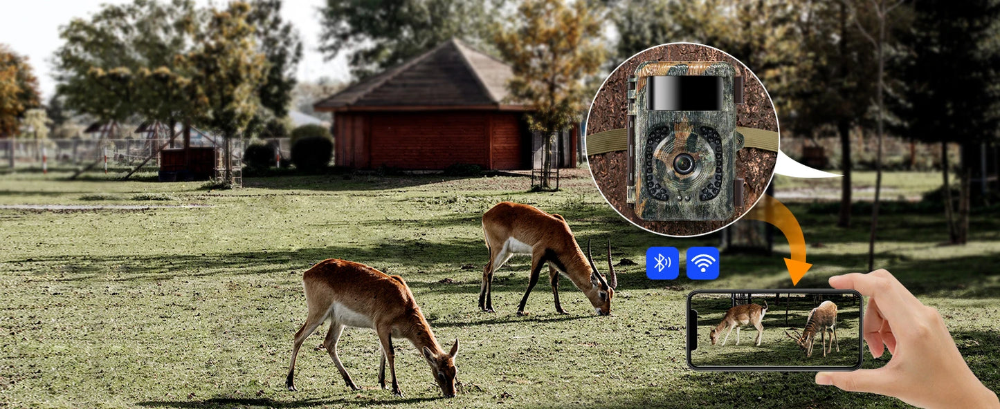 4K WiFi Trail Camera 48MP Game Camera with 0.2s Trigger 120° Detection Starlight Night Vision IP66 Waterproof Cameras For Travel