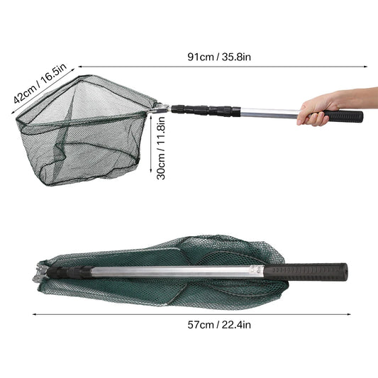 Telescopic Folding Fishing Landing Net 190CM Pole Collapsible Extensible Aluminum long Handle For Bird Fish Catch Aquarium Ponds