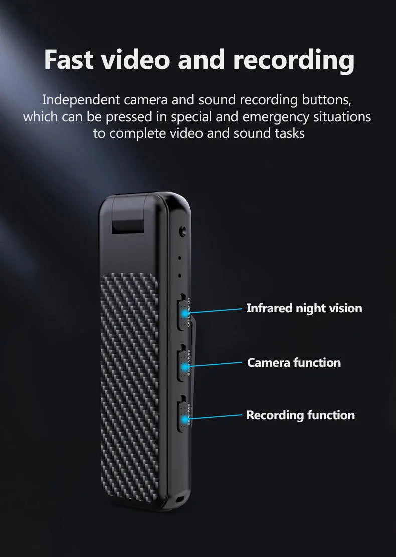 V1 1080P Mini Portable Camera with Back Clip Infrared Night Vision Camera, Suitable for Outdoor Sports and Office Security