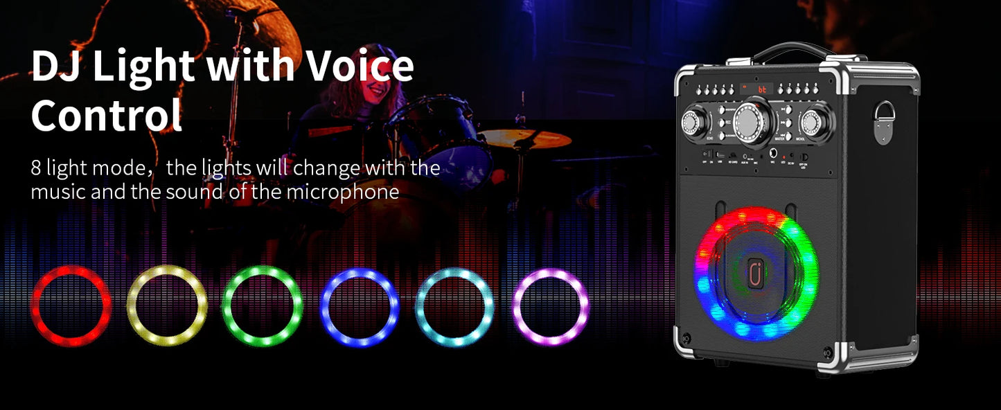 S8-T Kara Ok with 3 Microphones, Portable Bluetooth 5.3 Kara Ok Speaker, Suitable for Outdoor Activities, Parties and Parties