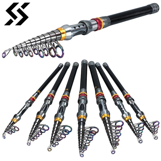 Sougayilang Super Hard 1.8-3.6M Telescopic Fishing Rod 99% Carbon Fiber Sea Fishing Rod Pole Rock Carp Fishing Rod Tackle Poles