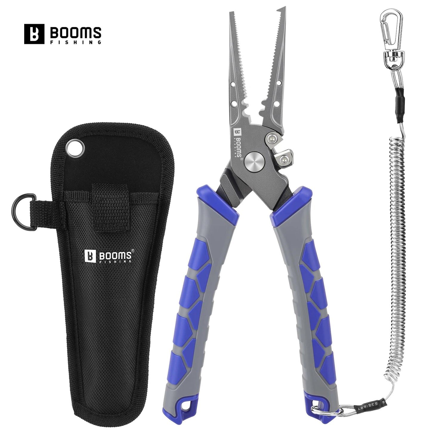 Booms Fishing XW15 Fishing Pliers 7.6in Carbon Steel Split Ring Hook Remover Pliers Stainless Steel Braid Line Cut Fishing Gear