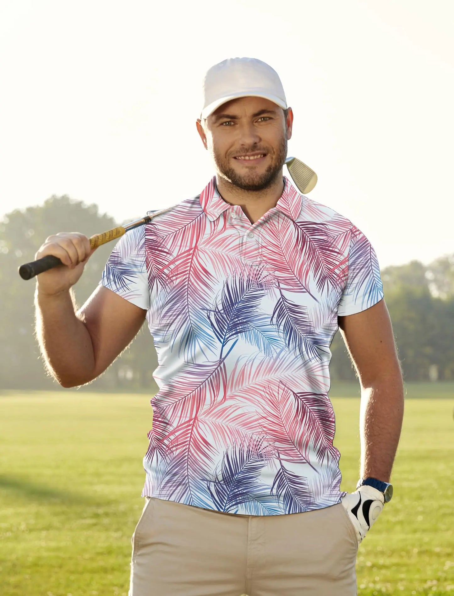 Men's Golf Shirt Hawaii Golf Polo Shirt Tennis Sports T-shirt Soft Breathable Elastic Fabric Short Sleeve