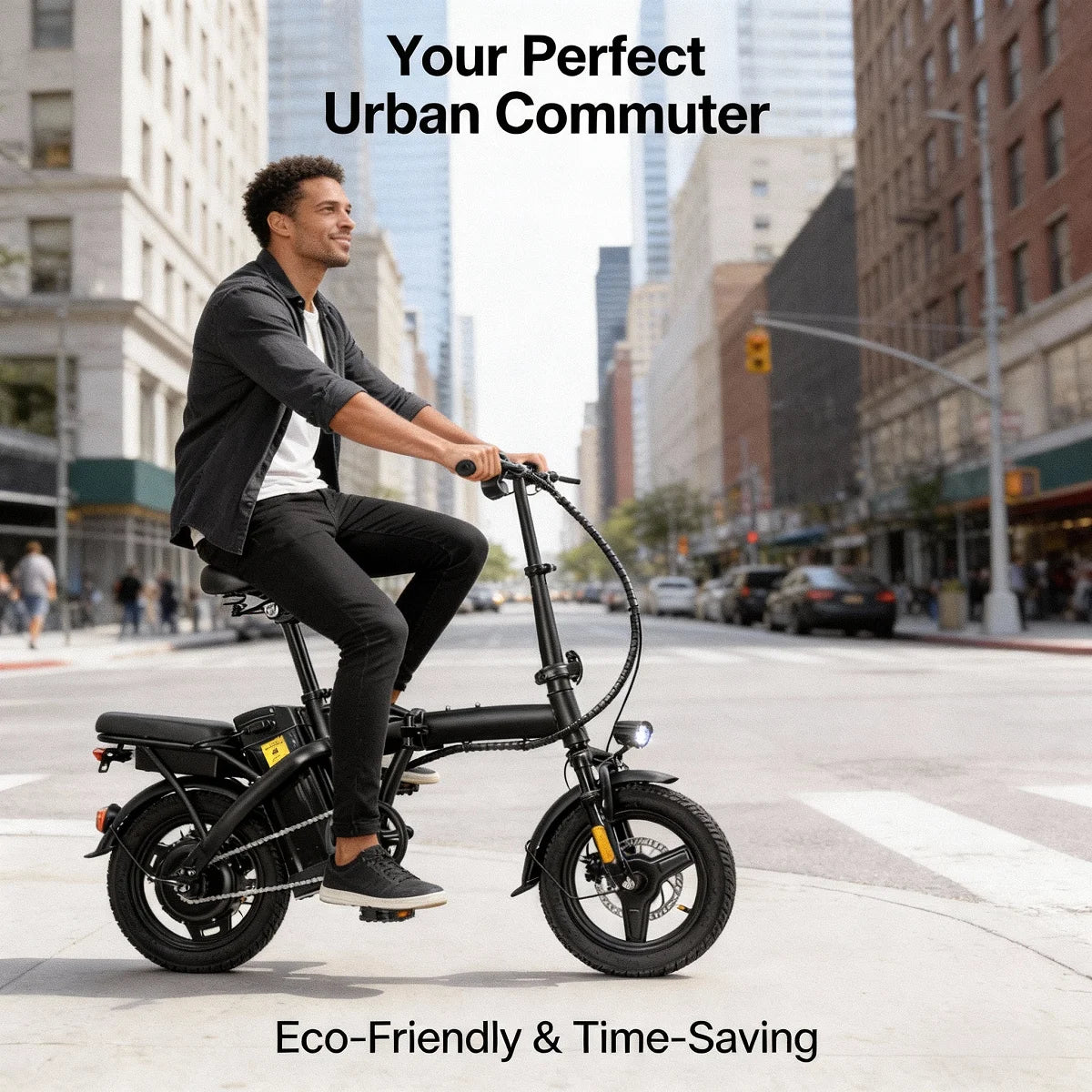 HEZZO T5 Folding Electric Bike for Adults Commuter 48V 350W With Basket US Stock Free Shipping