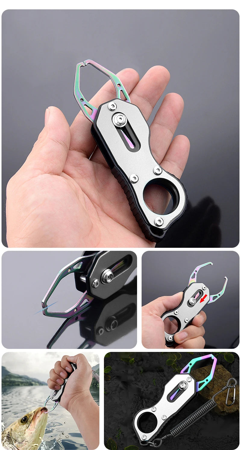 Shawto Aluminium Alloy Fishing Gripper Professional Fishing Lip Grabber Tool Fish Scissors Clip Fish Control Tackle Pliers Gear