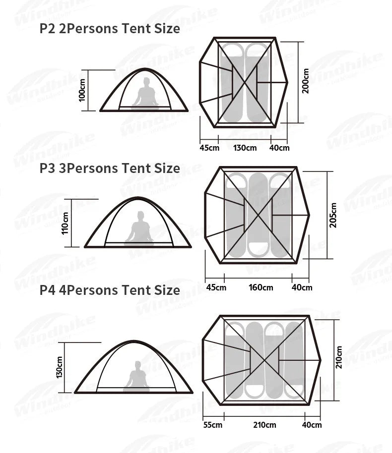 Naturehike Camping Tent 2 3 Persons Portable Waterproof Backpacking Tent Double-layer Outdoor Hiking Travel Camping Equipment