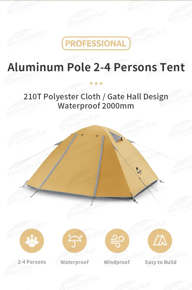 Naturehike Camping Tent 2 3 Persons Portable Waterproof Backpacking Tent Double-layer Outdoor Hiking Travel Camping Equipment