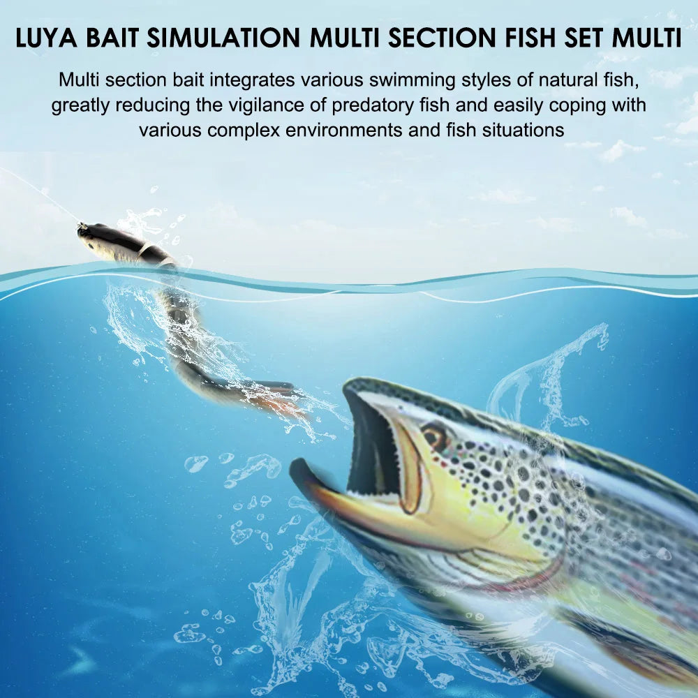 14cm 8 Section Hard Lure Bait Set 3PCS ABS Plastic Realistic Multi Joint Fishing Lure for Bass Trout Saltwater Freshwater