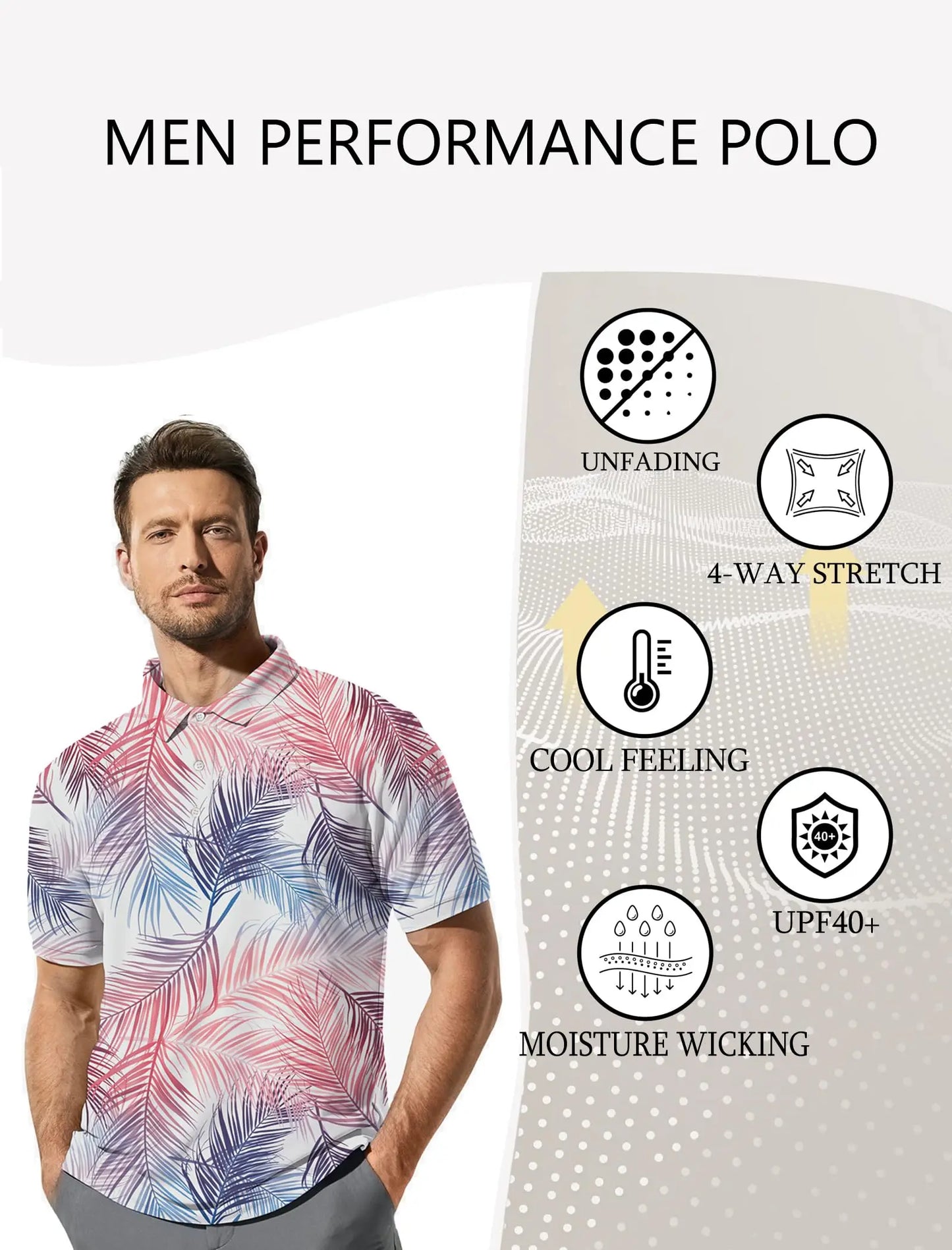 Men's Golf Shirt Hawaii Golf Polo Shirt Tennis Sports T-shirt Soft Breathable Elastic Fabric Short Sleeve