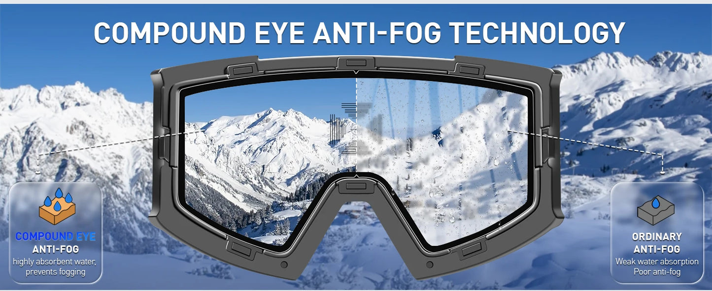 KAPVOE New Outdoor Photochromic Ski Goggles Men Snowboard Glasses Women Winter Snow Sunglasses UV400 Magnetic Attraction Lens