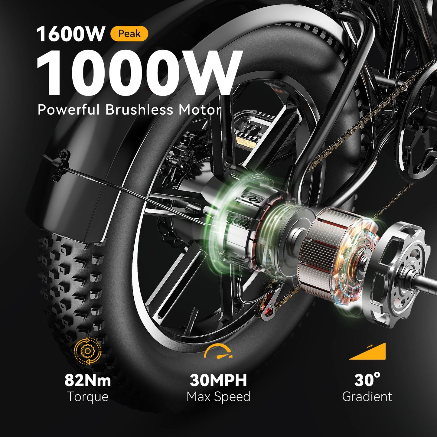 Cybervelo 1600W Peak E-bike for adults, 30+MPH Electric Dirt Bike, E-Motocycle Off-road ,Full Suspension Sonw Beach Urban EK11