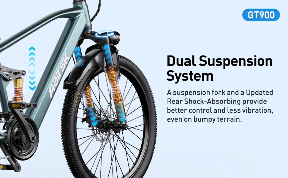 Aairsk GT900 Adult E-bike 400W Motor 36V 13Ah Battery Electric Bike 26 Inch Fat Tire E-Mountain bike Off-road Electric bicycle