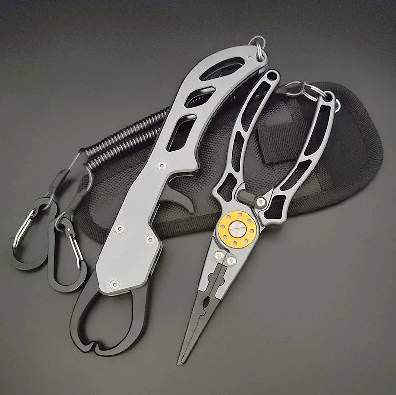 Shawto Aluminium Alloy Fishing Gripper Professional Fishing Lip Grabber Tool Fish Scissors Clip Fish Control Tackle Pliers Gear