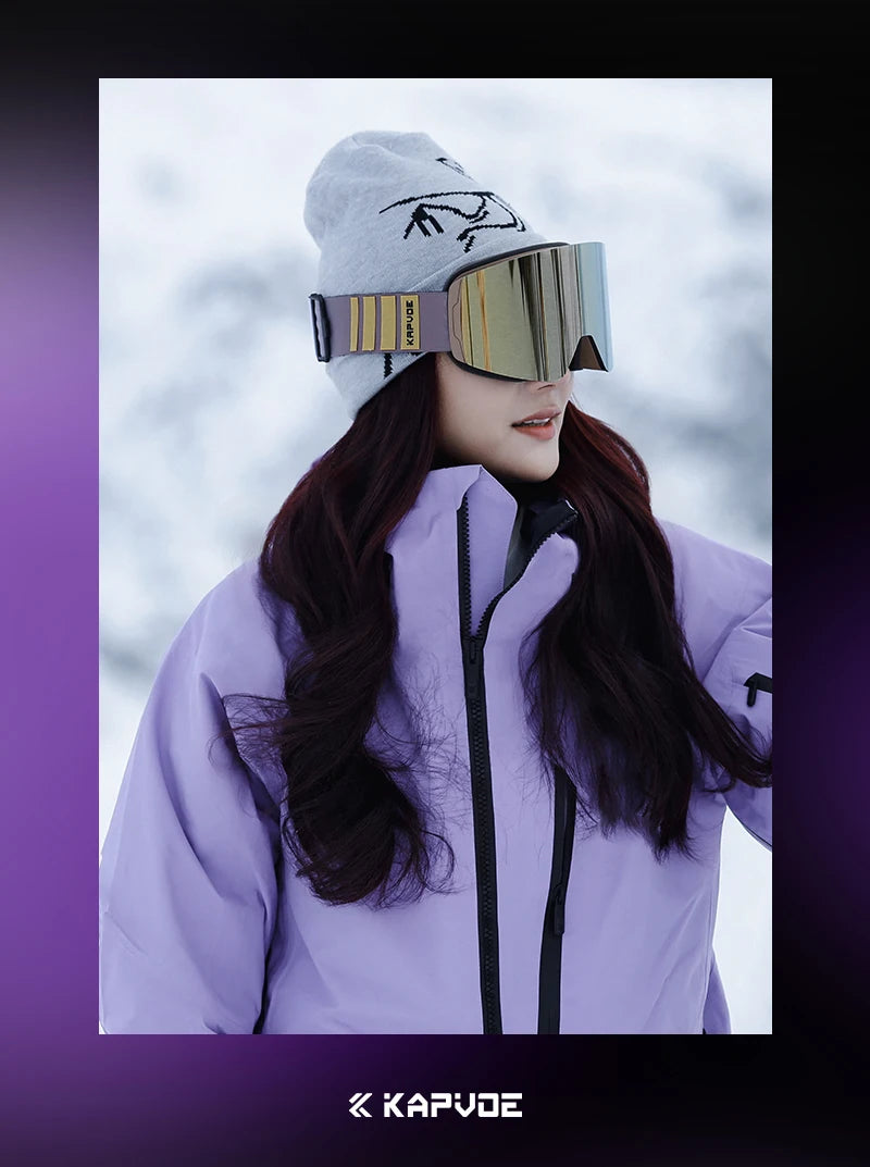 KAPVOE New Photochromic Ski Goggles Snowboard OTG Snow Glasses Magnetic Lens Men Women UV400 Double Layers Lens Anti Fog Skating