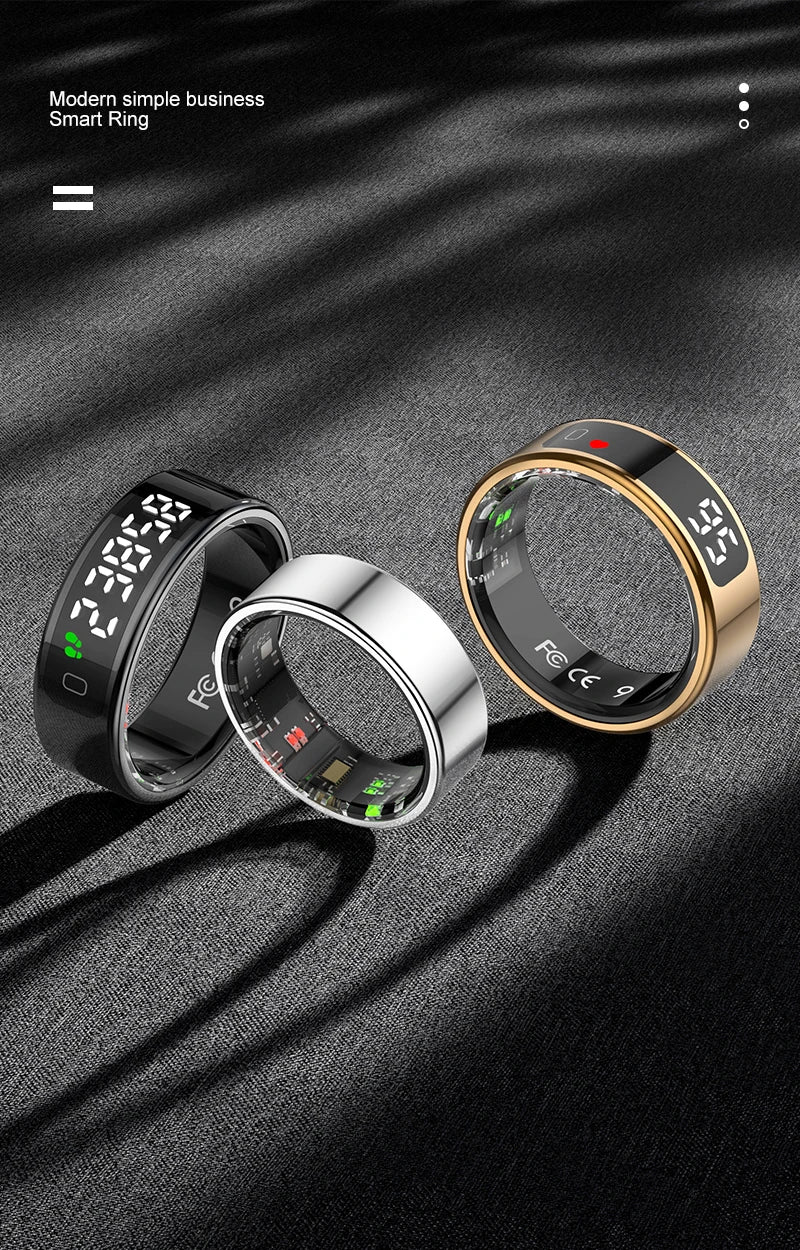 AMZMAX R11 Smart display Ring Men Women with Wireless Charging stand,Health and Sleep Monitor,5ATM Waterproof,Multi-sport Modes