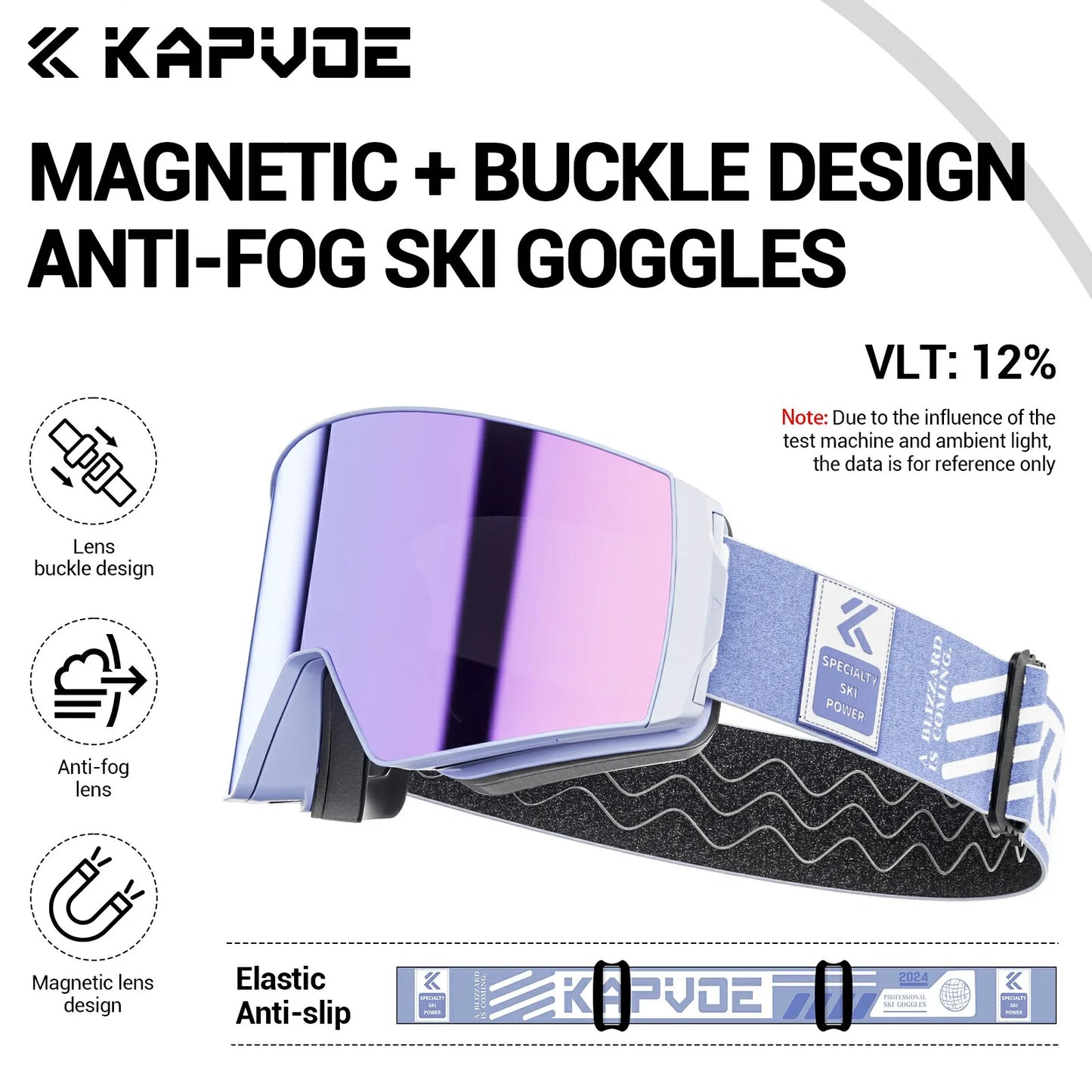 KAPVOE Outdoor Ski Snowboard Goggles for Men Women OTG Snow Goggles Anti Fog UV Protection Double Layer Magnetic Lenses