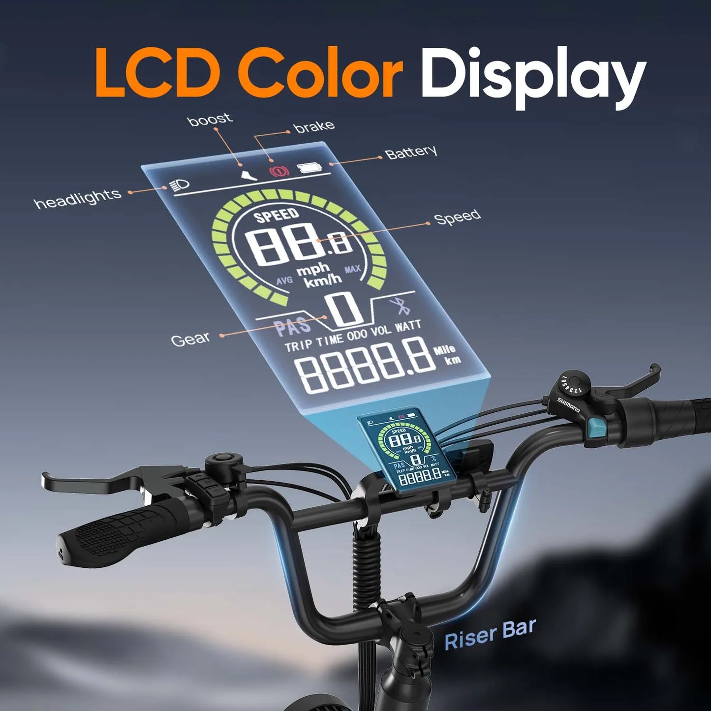 URLIFE E20PRO All-Terrain 20"*4" Fat Tire E-Bike 1500W Motor 48V 15.6Ah Battery 100Mi Range), Color Display & Front Suspension