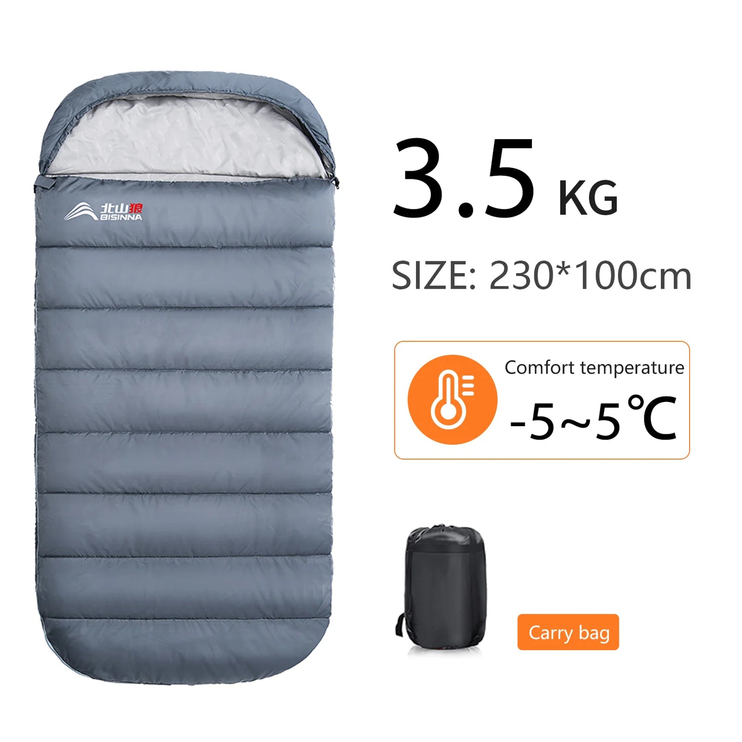BISINNA Large Camping Sleeping Bag Lightweight 3 Season Loose Widen Bag Long Size for Adult Rest Hiking Fishing