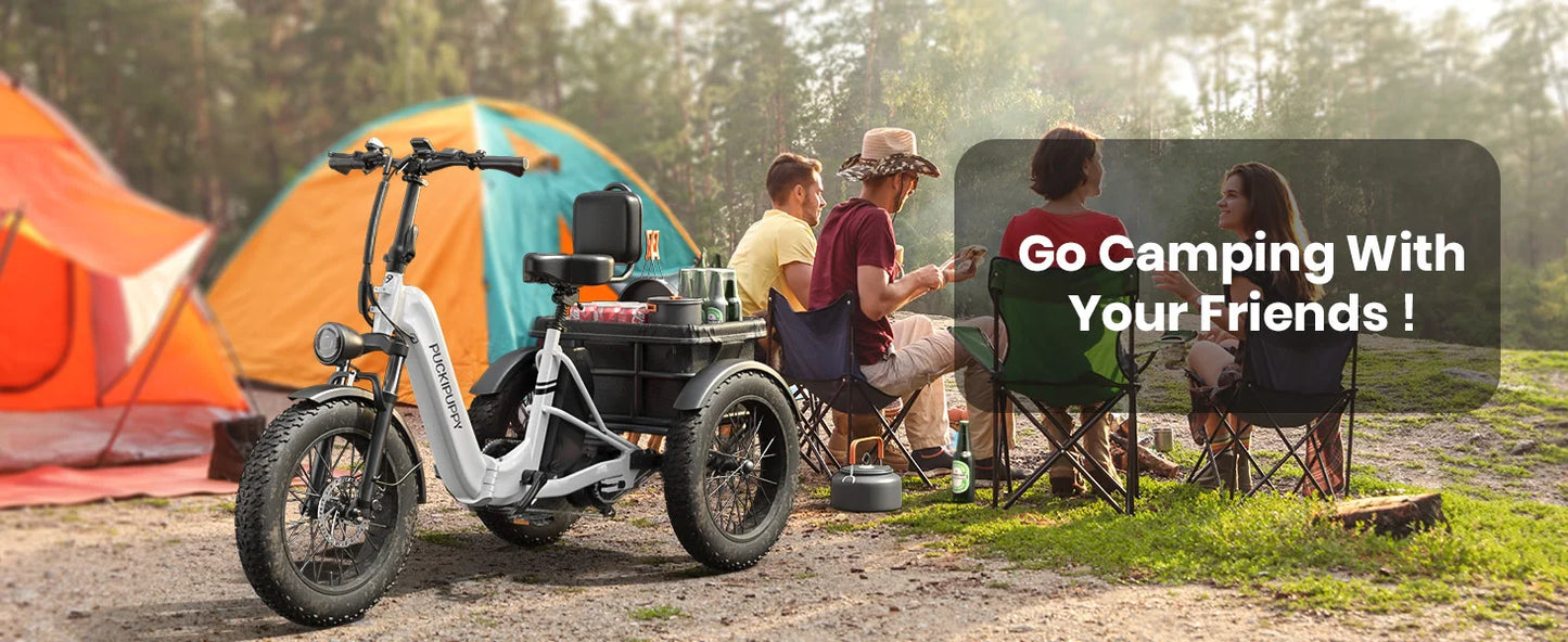 PUCKIPUPPY Husky Electric Trike for Adult 960W Peak Motor 60 Miles Range Tricycle 500 Lbs Load Electric Trike 2-Year Warranty