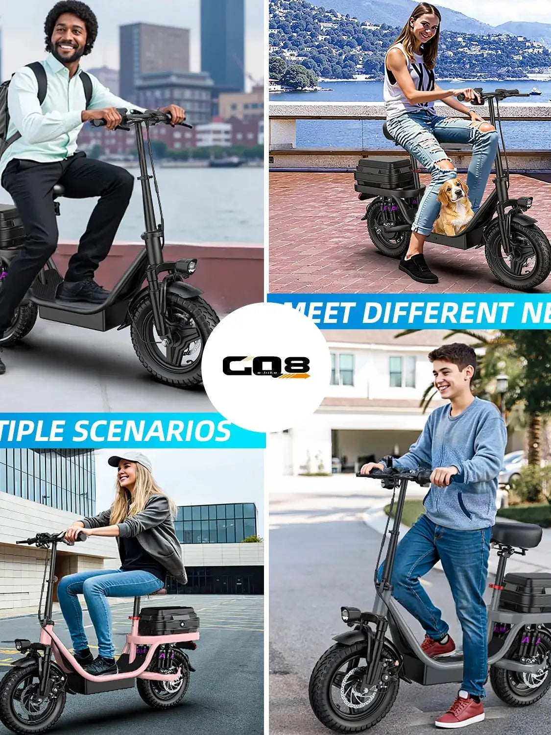 UPlee GQ8 Electric Bike For Adults, Folding Electric Bike, 250W Peak Motor, Scooter EBike With 14" Tire 48V 15AH Battery