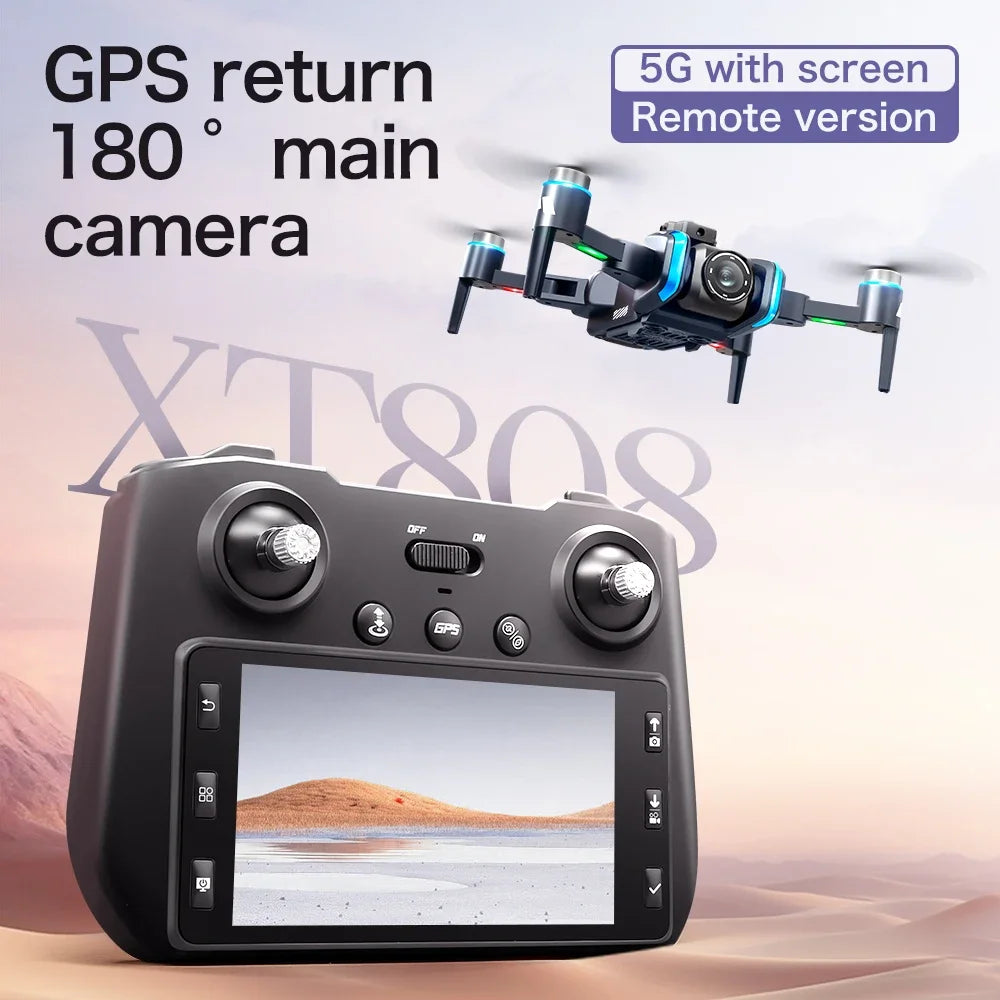 Lenovo  XT808 GPS Drone 4K Professional 8K HD Dual Camera Brushless Motor avoidance WIFI FPV Foldable RC Quadcopter Helicopter