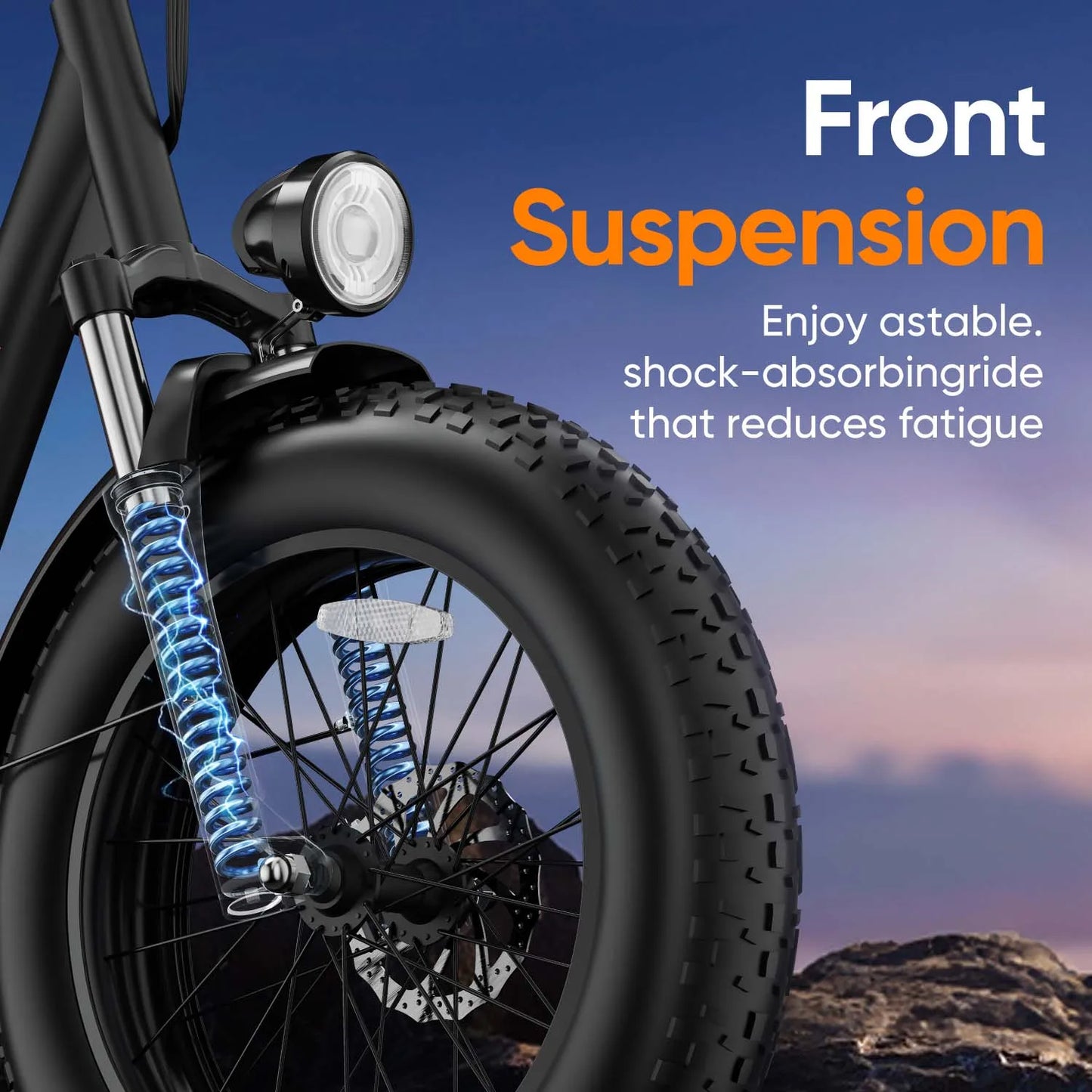URLIFE E20PRO All-Terrain 20"*4" Fat Tire E-Bike 1500W Motor 48V 15.6Ah Battery 100Mi Range), Color Display & Front Suspension