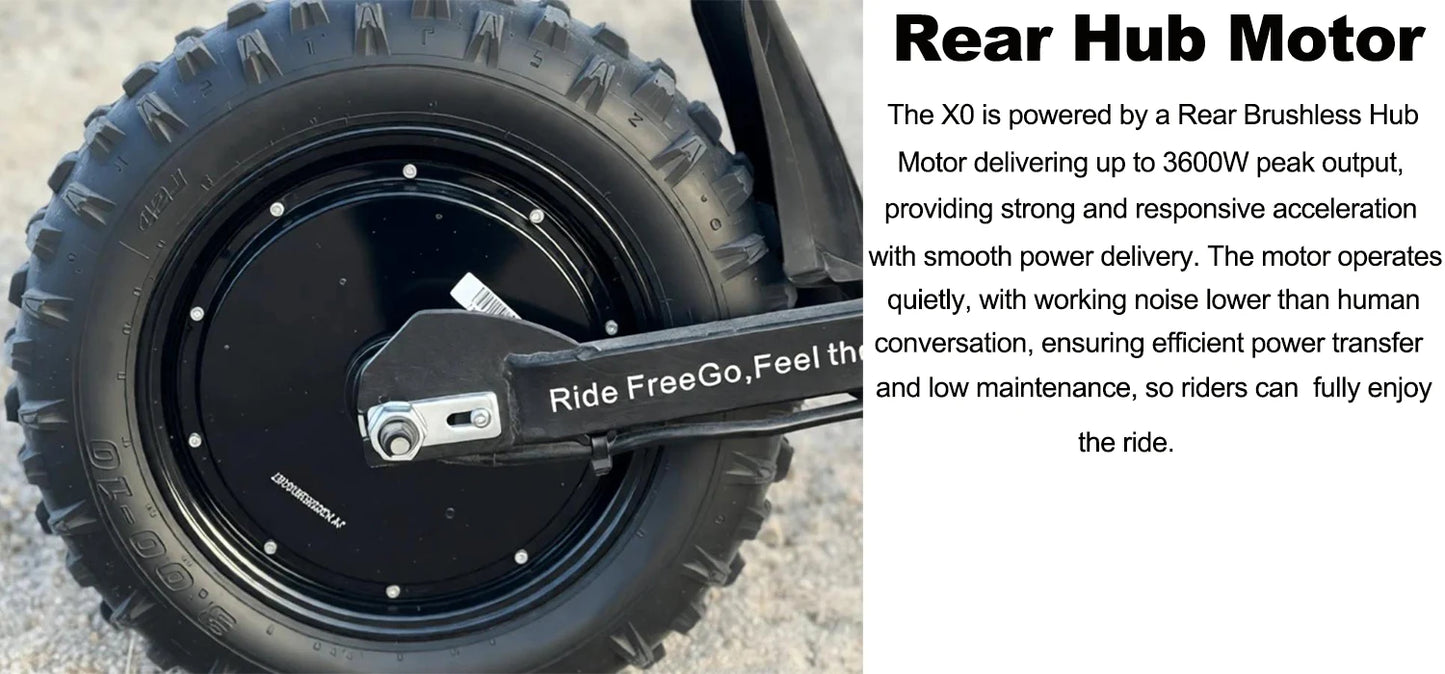 Freego X0 Mini Dirt Bike for Teens Adults 3600W Motor 40MPH Dual Hydraulic Disc Brakes All-Terrain Motorcycle Off-Road E-Bike UL