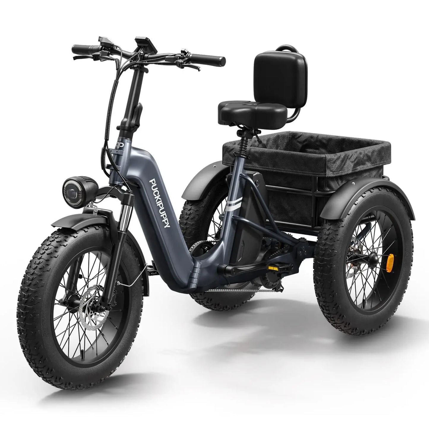 PUCKIPUPPY Husky Electric Trike for Adult 960W Peak Motor 60 Miles Range Tricycle 500 Lbs Load Electric Trike 2-Year Warranty